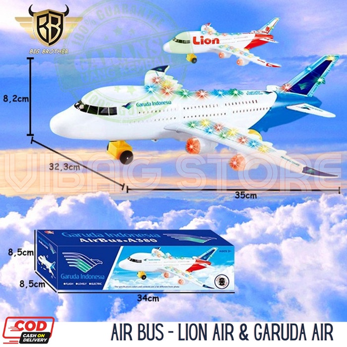 Mainan Pesawat Terbang Garuda Indonesia Lion Air Musik Lampu Bro1057