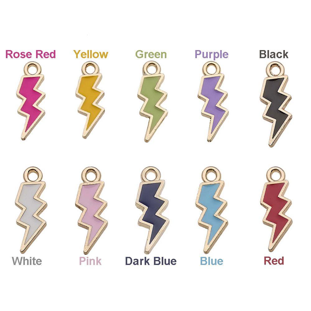 Preva 10PCS Liontin Petir Warna Permen Gelang Anting Kalung Membuat Enamel Charms