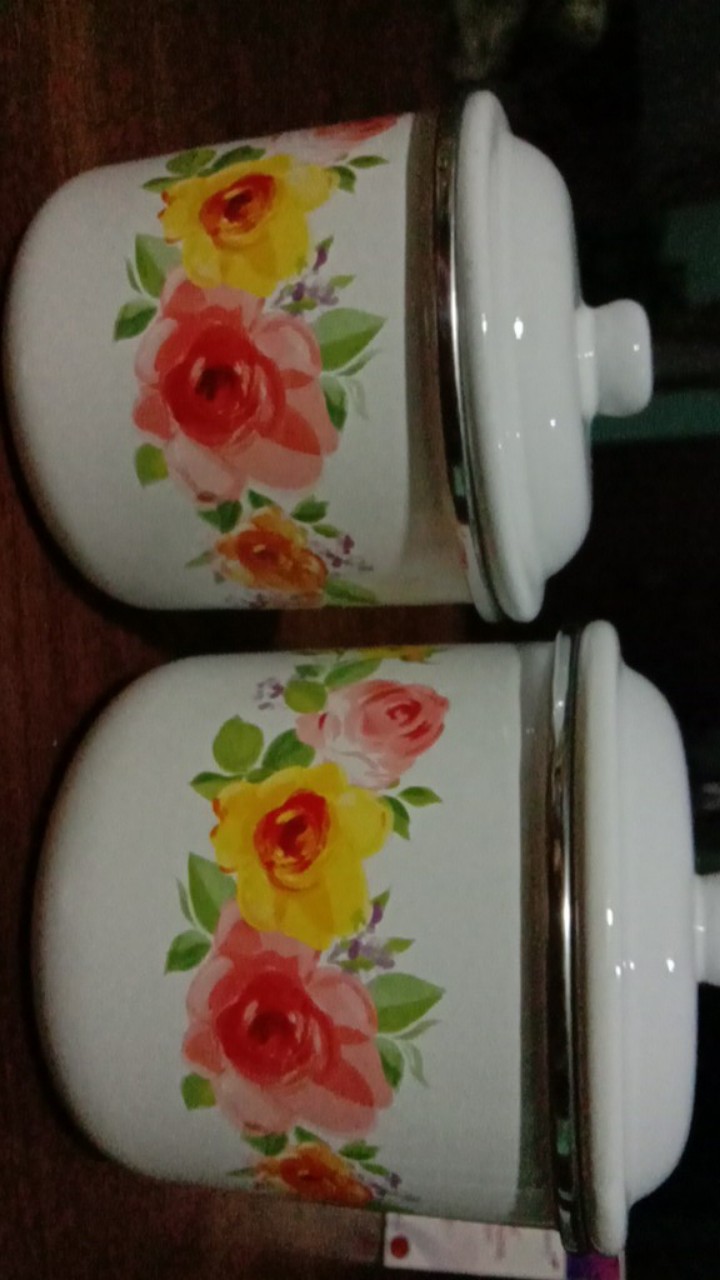 Ideal Mug Enamel 10 Cm Ber Motif Bunga Indah