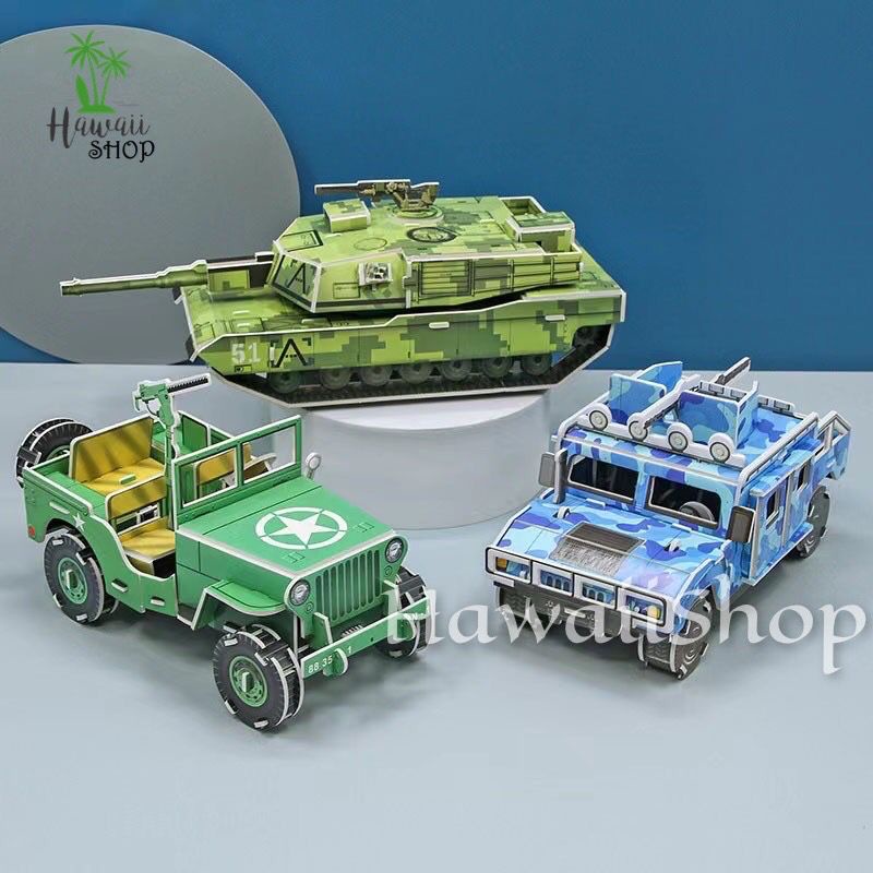 Puzzle 3D DIY bahan foam &amp; paper JEEP TANK PLANE DUMPERS mainan puzzle edukasi anak (kado,pajangan,dekorasi)