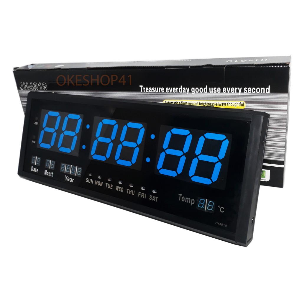 Jam Dinding Digital LED Clock 4819 Biru