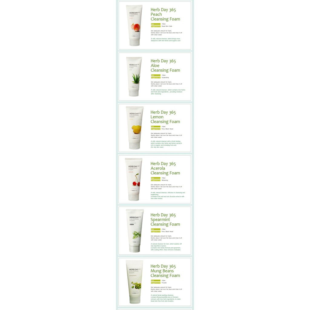 THEFACESHOP - Herb Day 365  Master Blending Cleansing Foam ( 170ml )