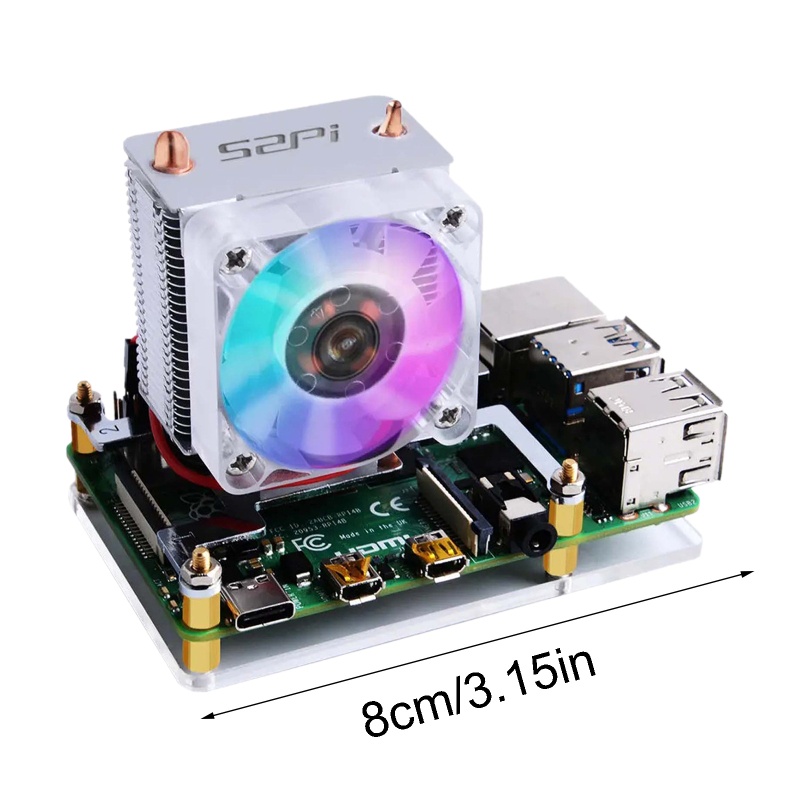 Cre Untuk Raspberry Pi 4B/3B/3B+7warna Bracket Lampu Kipas Pendingin CPU 5lapis