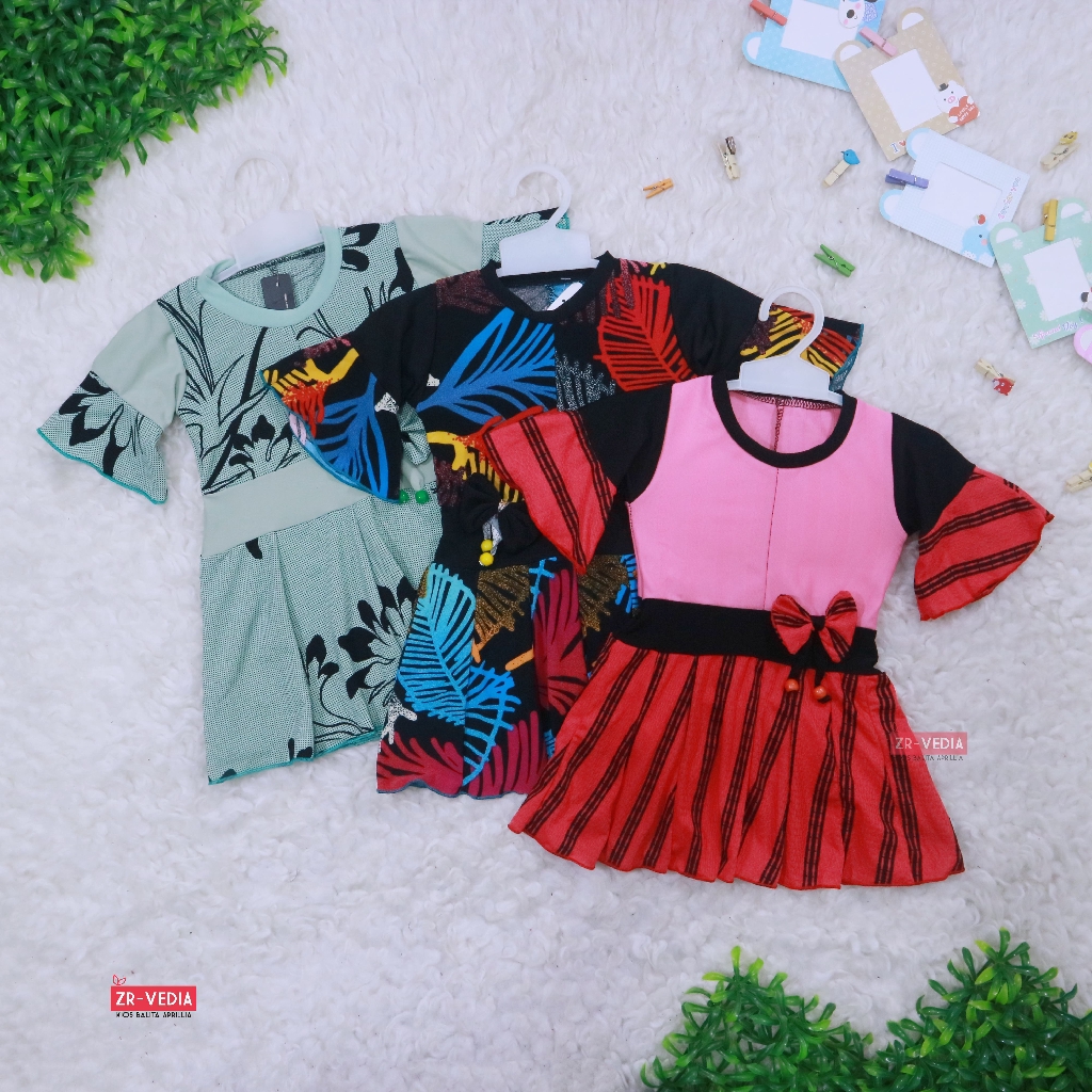 Baju Aurell uk Bayi - 6 Tahun / Dress Atasan Anak Perempuan Dres Harian Blouse Lengan Cutbray Batik