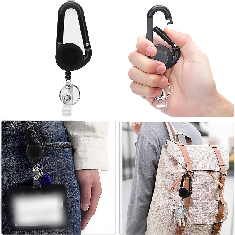 1 Pcs ID Card Key Ring Lanyard Deduction/ Simplicity Strong Retractable Climbing Hook Keychain/ Outdoor Anti-lost Buckle Pendant