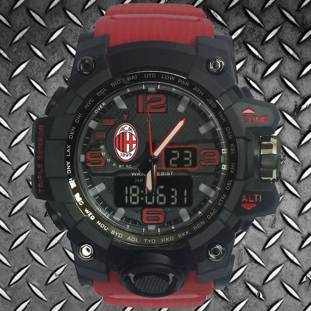 (Istimewa Bossque) Jam MILAN Double Time Tali Merah Marun (Exclusive)