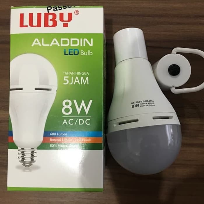 Lampu Aladdin Luby 8W AC DC Magic Lamp Tahan 5 Jam Cahaya Putih Terang