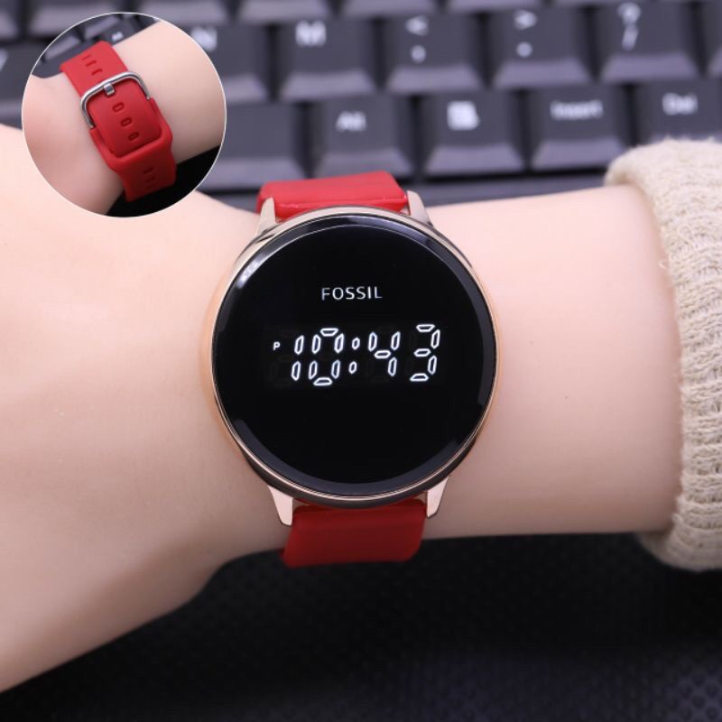 Jam tangan LED rantai wanita pria stainless besi touchscreen watch casual