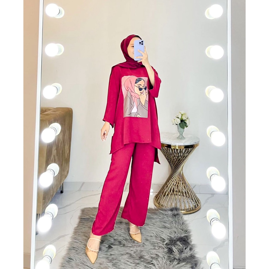 VOGGU SET SETELAN WANITA PREMIUM BAHAN AIRFLOW CRINCKLE DEODORA PREMIUM RAYON
