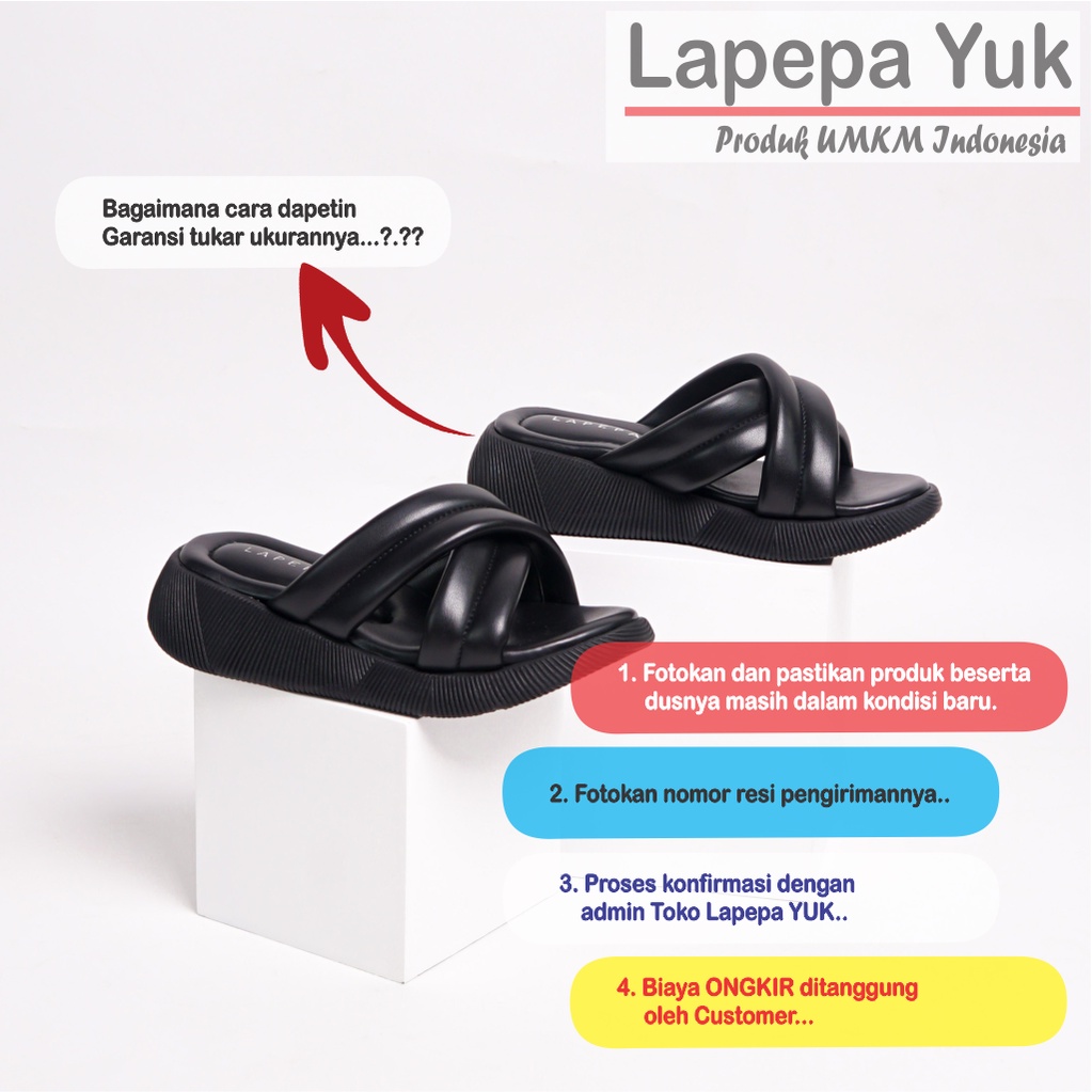 LAPEPA YUK - Sandal Platform Anak Perempuan Usia 2 sampai 10 Tahun NADHIRA KIDS Sendal Anak cewek Wedges Wanita Empuk Model Silang Warna BLACK Hitam Strap adek kakak cewe Slop Usia Umur 3 4 5 6 7 8 9 thn Tahun Premium Ori Original Mall Official Store