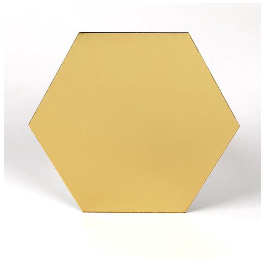 MIRROR STICKER DEKORASI DINDING HEXAGONAL MIRROR GOLD/MIRROR ELEGANT/MIRROR DEKORASI HEXAGONAL GOLD