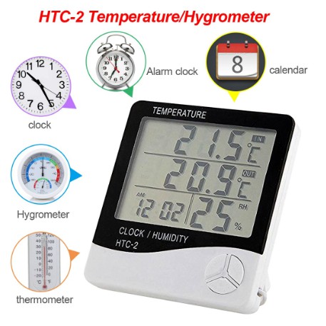 Termometer hygrometer Suhu Kelembaban Ruang Digital Jam thermometer in out htc-2