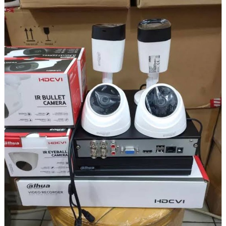 Paket Camera Cctv Dahua 4ch 2mp Full HD 1080p Paket 4 CH 4 Kamera indoor Outdoor 2 MP Komplit Original Dahua