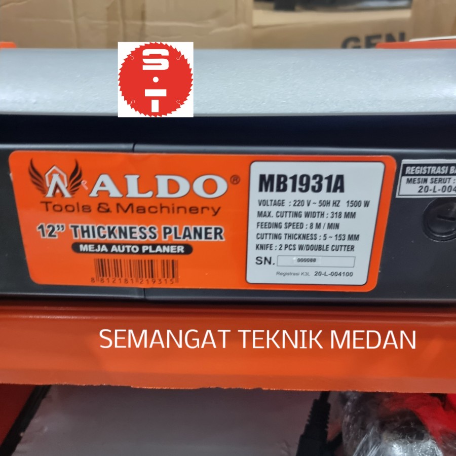MB-1931A MESIN KETAM SUGU AUTO PLANNER PLANER DUDUK 12" ALDO MB1931A