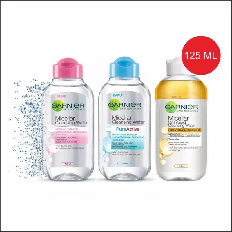 

GARNIER MICELLAR WATER 125ML PINK BIRU KUNING