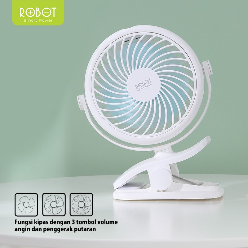 USB MINI FAN PORTABLE ROBOT RT-BF10 Cleanable 720 Rotating ORIGINAL garansi resmi 1 tahun