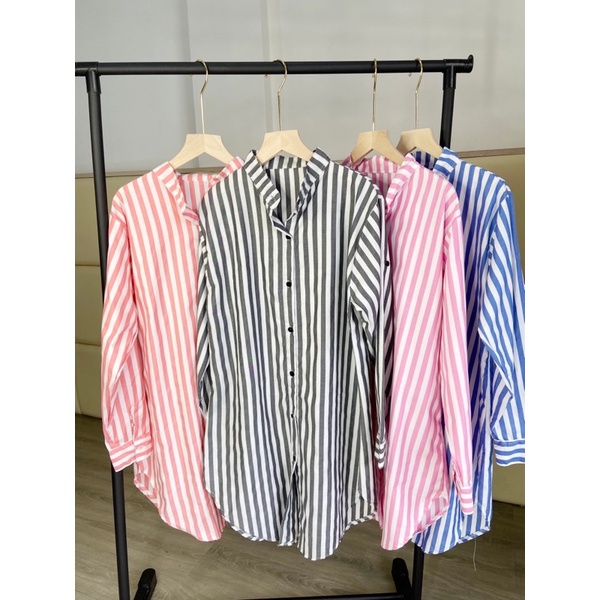 tunik salur wanita / tunik korea salur vneck / tunik cantika