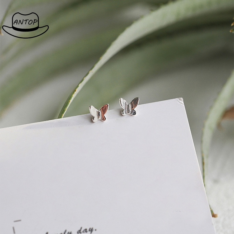 1 Pasang Anting Stud Rantai Rumbai Panjang Desain Kupu-Kupu Gaya Minimalis Untuk Hadiah Natal ANTOP