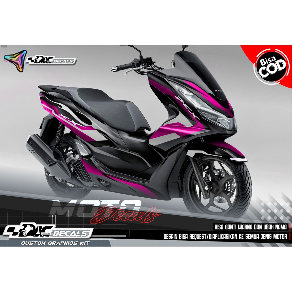 Jual Sticker decal full body Honda PCX Hitam list Pink | Shopee Indonesia