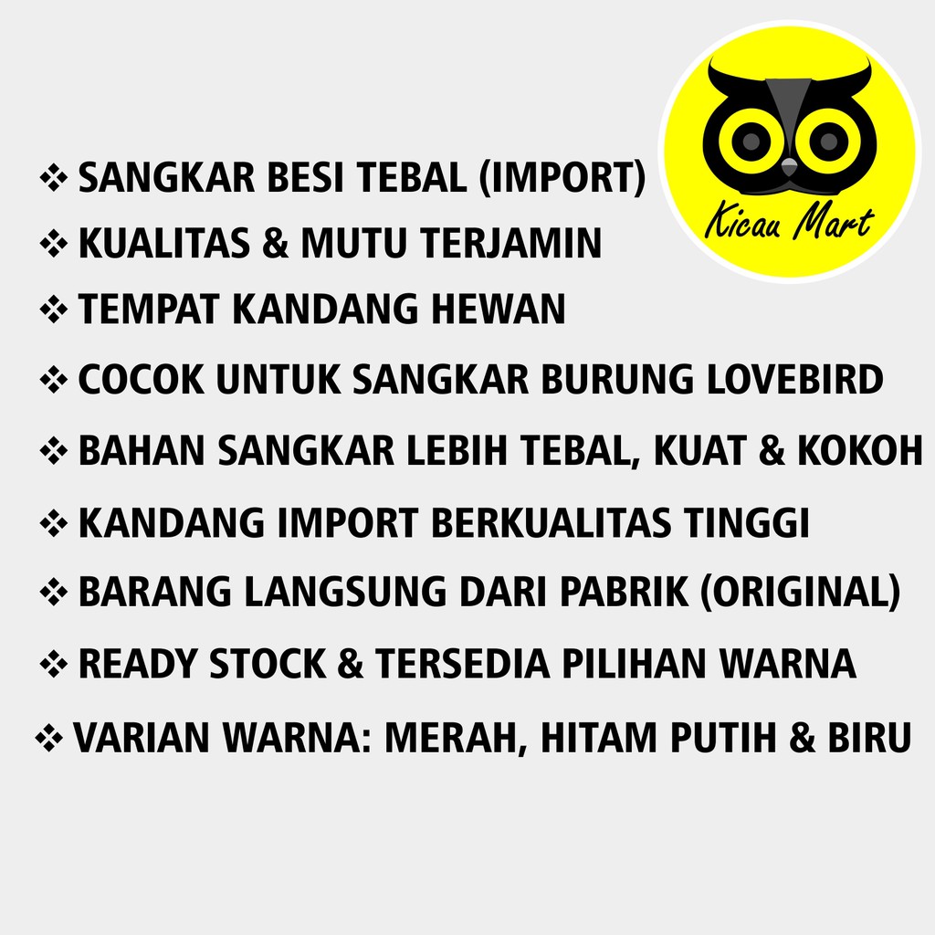 SANGKAR BESI IMPORT KANDANG BURUNG LOVEBIRD LOVE BIRD KENARI PARKIT FINCH DLL SANGKARLB