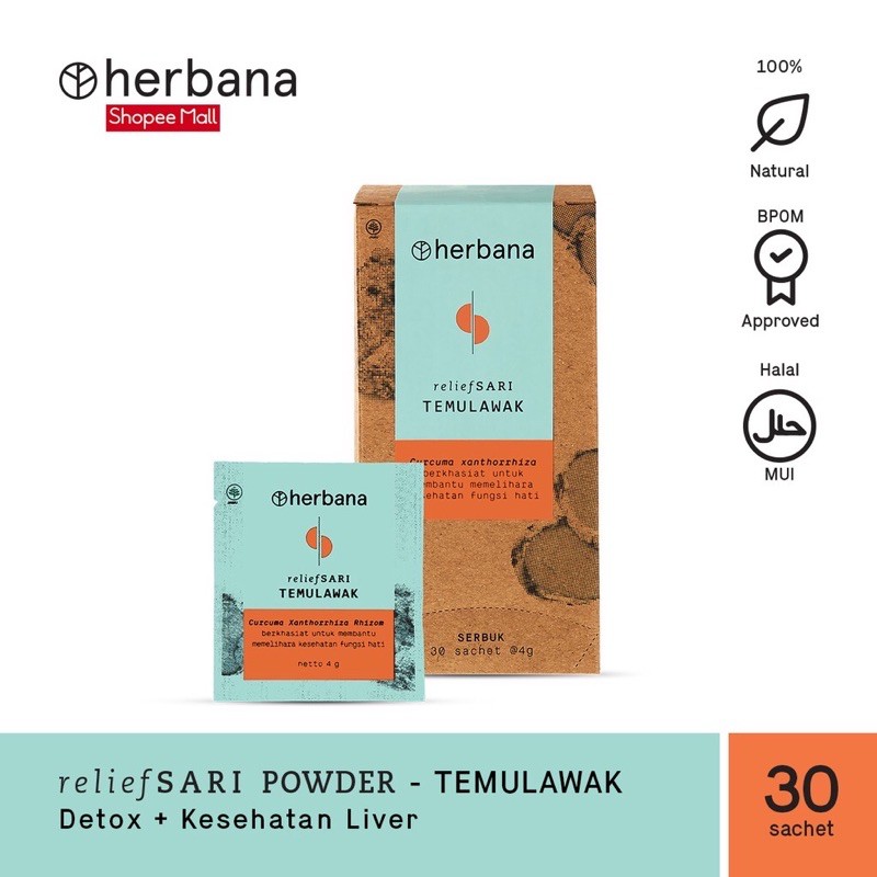 

Herbana Relief Sari Powder Temulawak - Isi 30 Sachet @4g