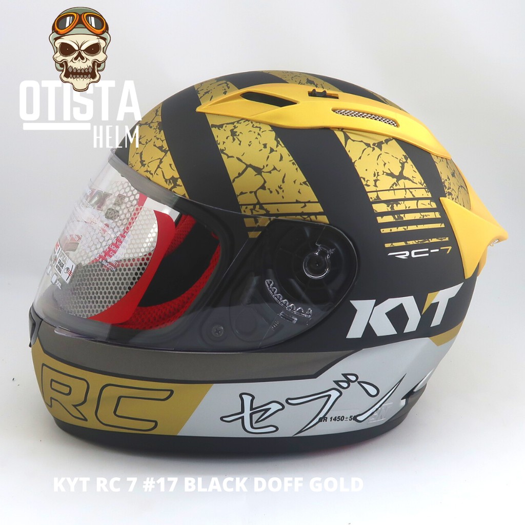 Helm Full Face Kyt Rc7 Rc-7 #17 Black Dof Gold Hitam Emas dop Corak