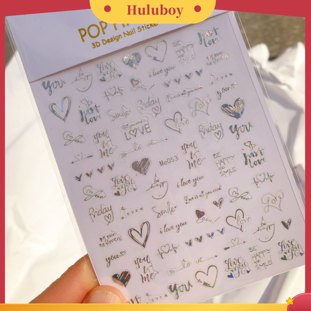 Huluboy Huluboy♡ Stiker Kuku Motif Hati 3D Untuk Manicure