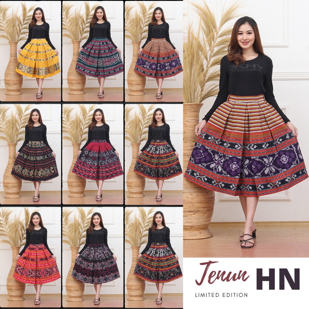 TENUN HN - Rok tenun motif mawar merah tratai