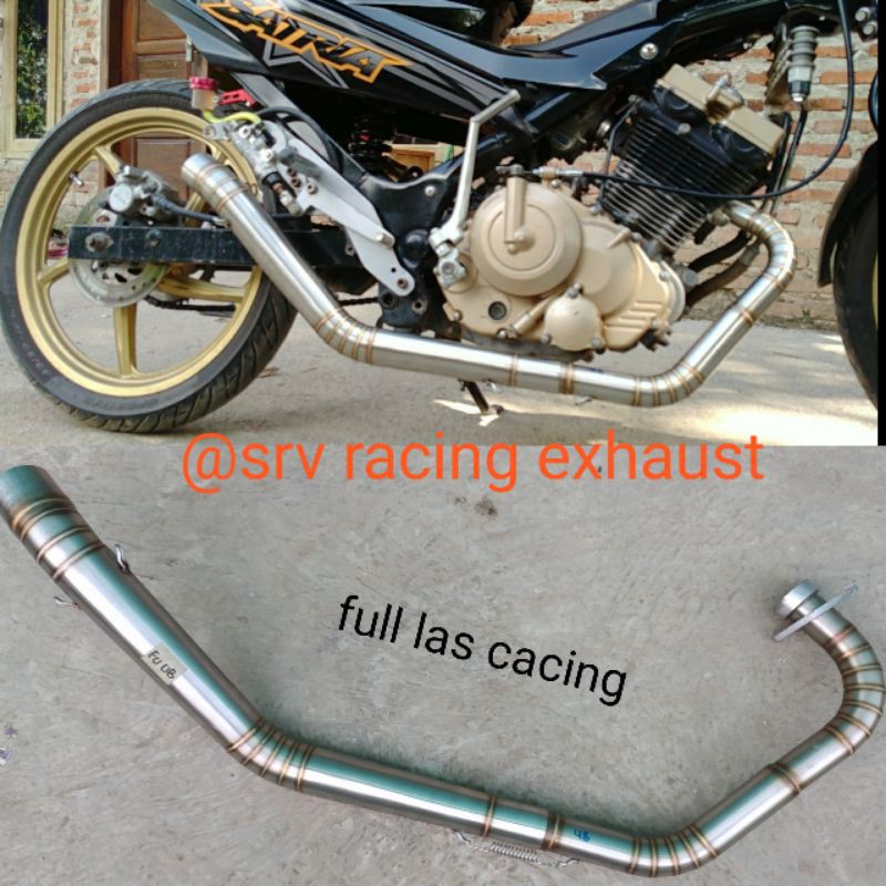 pipa leher header satria fu/injeksi underbond road race drag balap ngaceng full las cacing