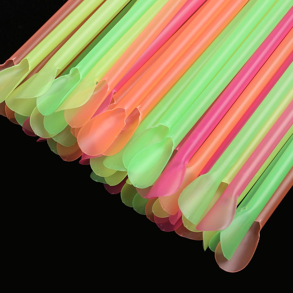 Top Sendok Sedotan Party Supplie Straight Straw Soft Drinking Supplie 100PCS