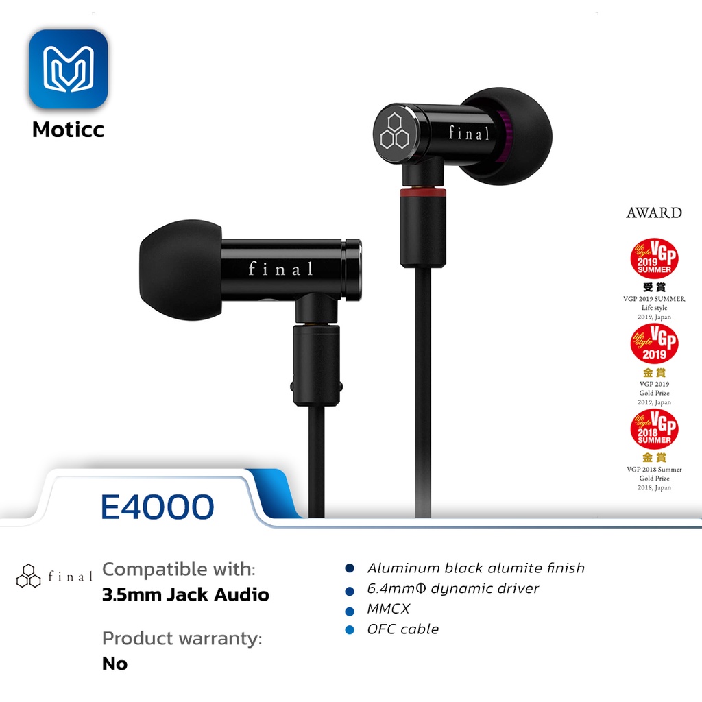 Final Audio E4000 / E 4000 Hi-Res In Ear Earphone