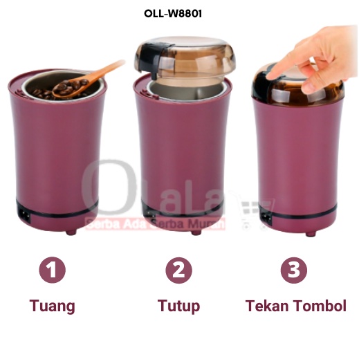 Blender Chopper Bubuk Giling Kopi Cabe Beras Kacang Biji Portable OLL-W8801