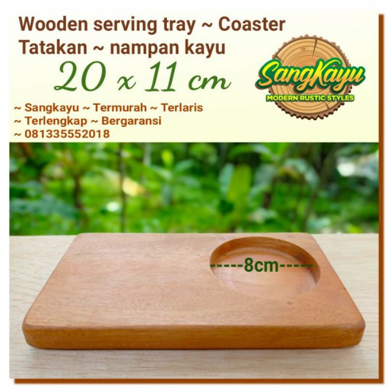 Wooden Tray ~ Coaster 20x11cm tatakan nampan kayu wooden serving tray