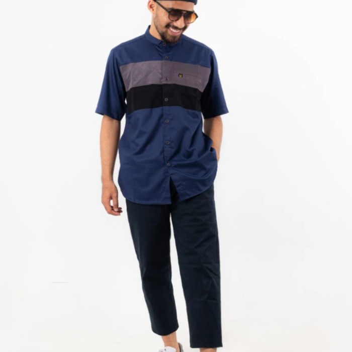 Baju kemeja koko pria dewasa lengan pendek UHUD kombinasi 33