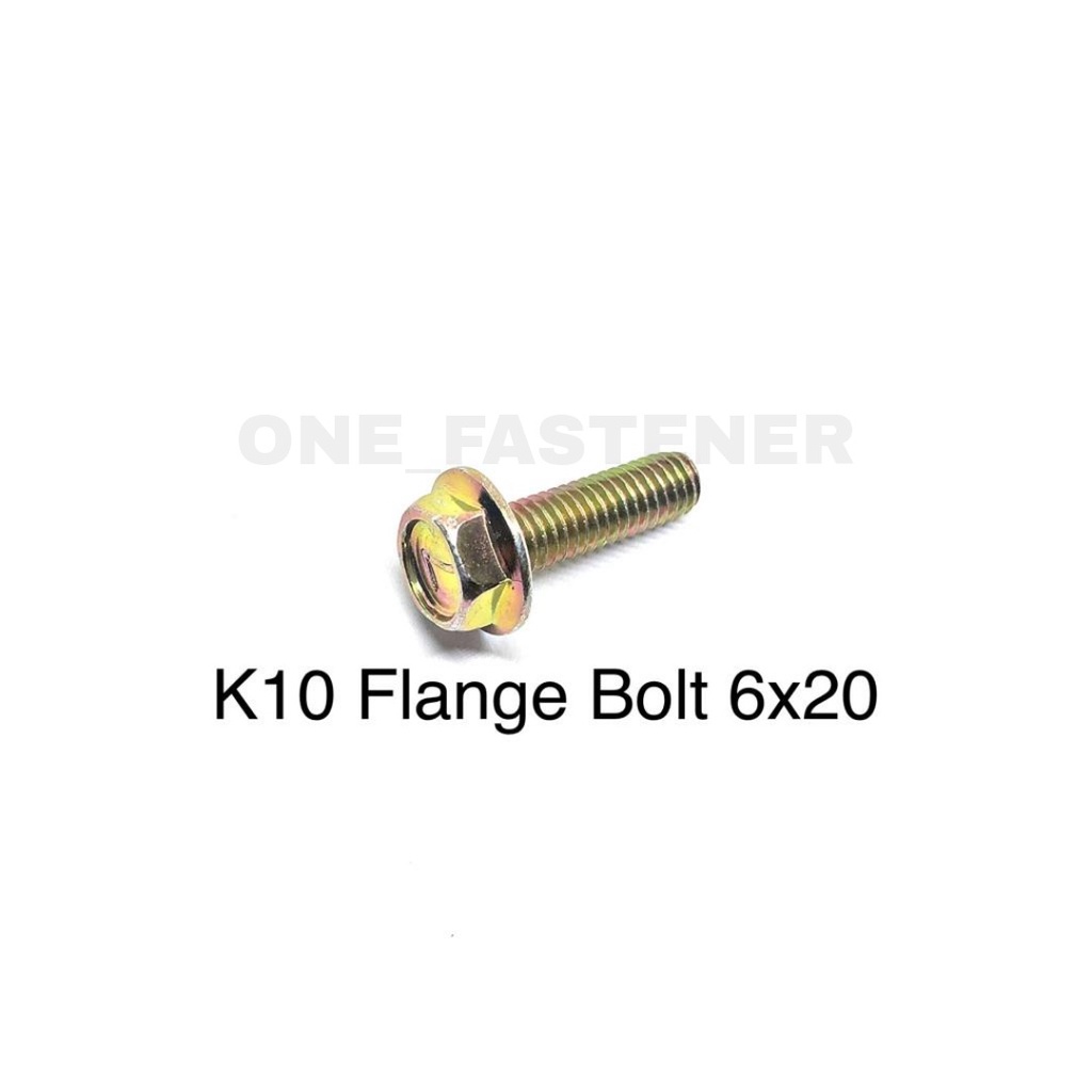 100 Pcs K10 Baut Flange Bolt M6x20 Kuning 1.0 Topi Kunci 10 6mm 2cm FBK