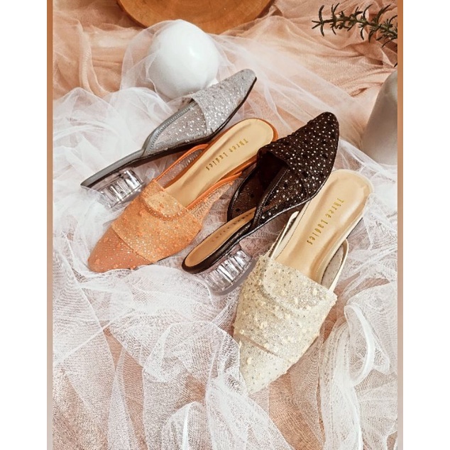 liela heels | Sendal wanita | Sandal hak kaca 3 cm by Three Ladies