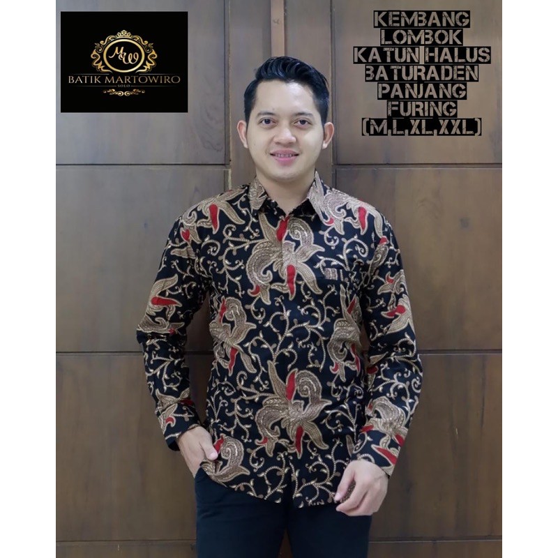 KEMEJA BATIK KEMBANG LOMBOK FUL FURING KATUN HALUS BATURADEN SIZE M-XXL ASLI SOLO