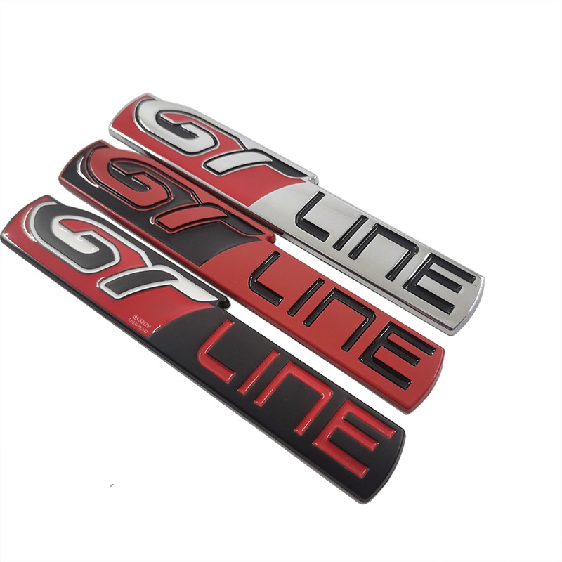 1pc Stiker Emblem / Badge GT LINE Bahan Metal Untuk Dekorasi Bagasi Belakang Mobil Universal