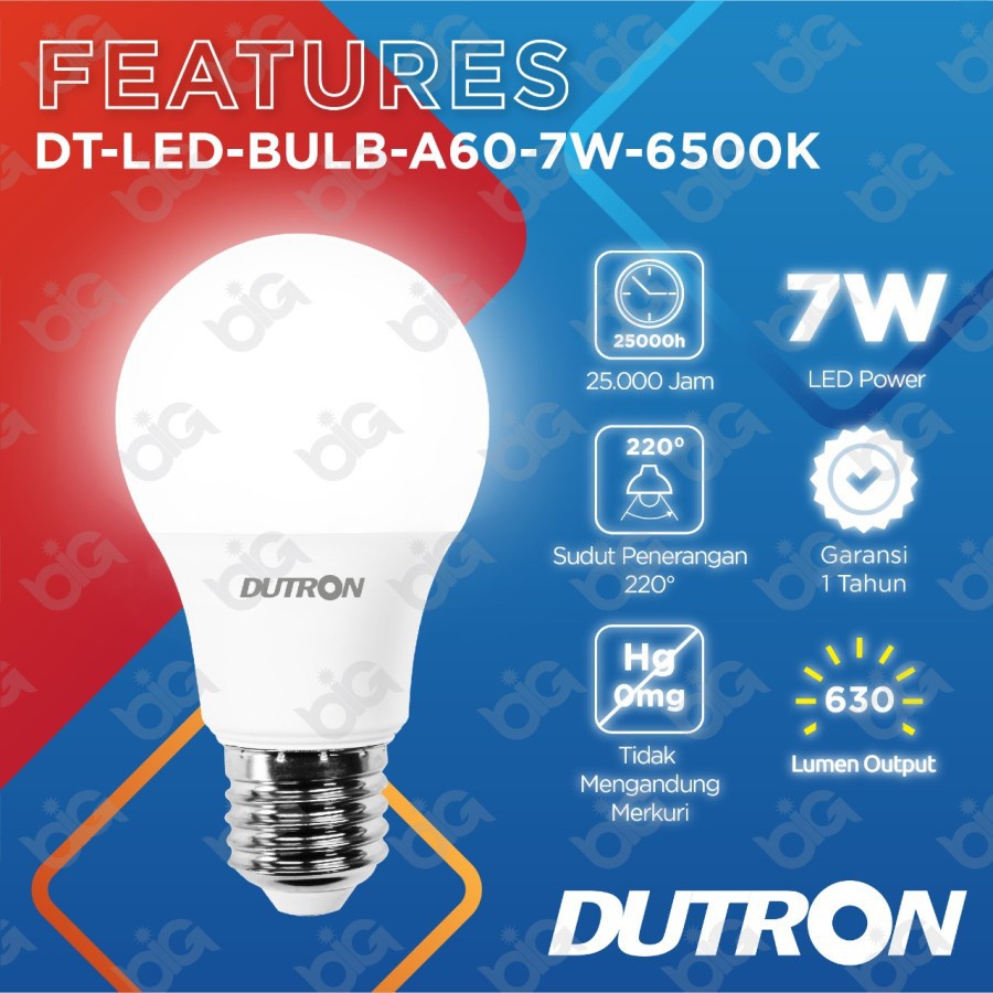 Bohlam Lampu Dutron LED 7 Watt  LED BULB 7W, 7Watt E27