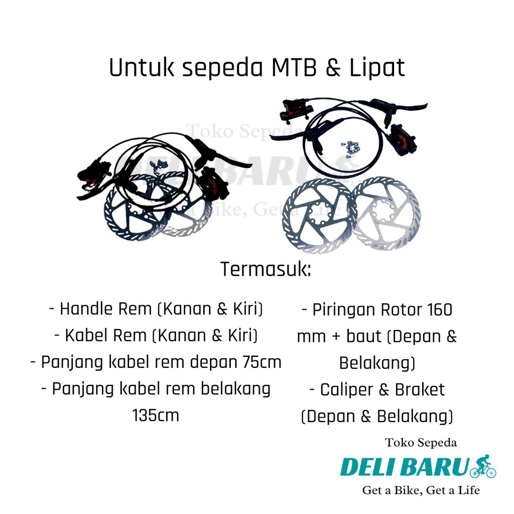 Rem cakram set hidrolik pacific hydraulic disc brake set komplit dengan piringan / rotor 160mm