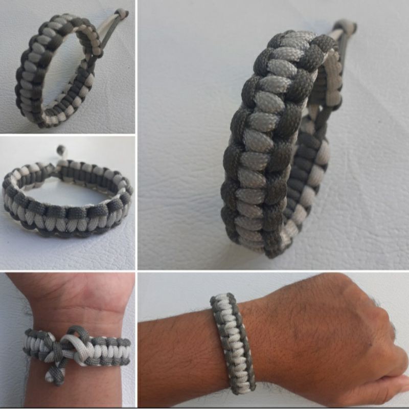 Gelang Paracord Bracelet Survival Two Color Mad Max Style Cobra Stitch