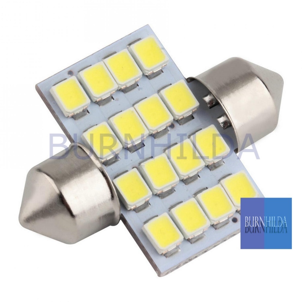 Lampu Mobil LED Super White 31mm Festoon 16 SMD 1210 2 Pcs mobil motor burnhilda