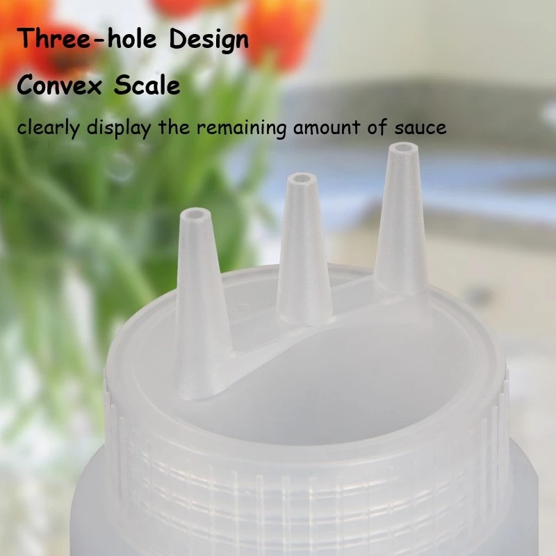 【Random Color】Food Grade 3 Holes Twist Cap Plastic Squeeze Bottle