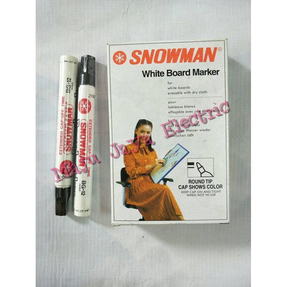 

Spidol Papan Tulis Snowman WhiteBoard Marker Dapat Dihapus BG-12 BG12 Biru / Hitam