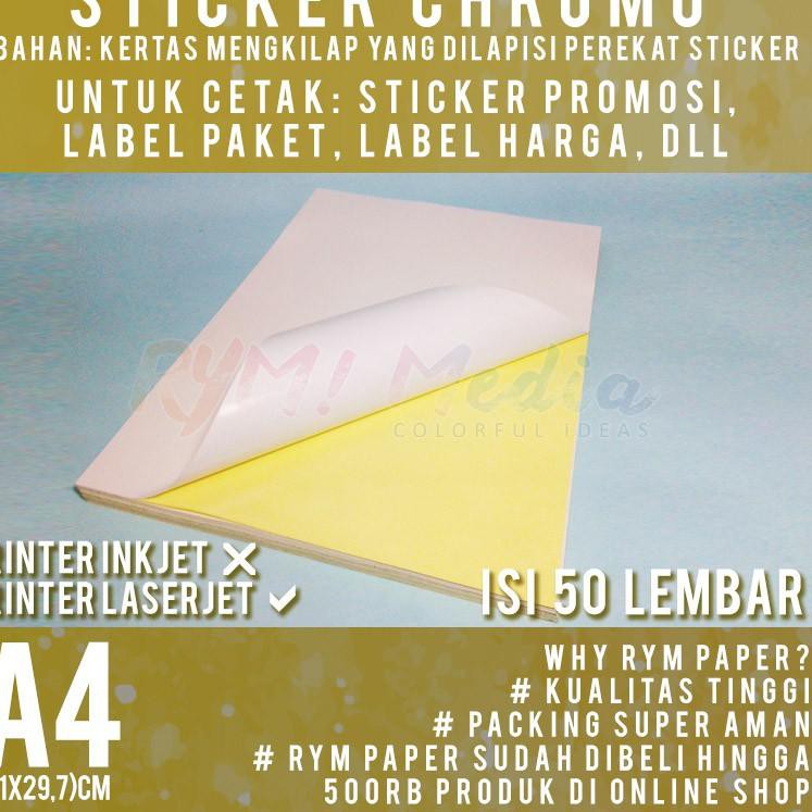

p0 QJWC Sticker Chromo A4 isi 50 lembar / Kertas Stiker Glossy Mengkilap A4 MM Q VFK