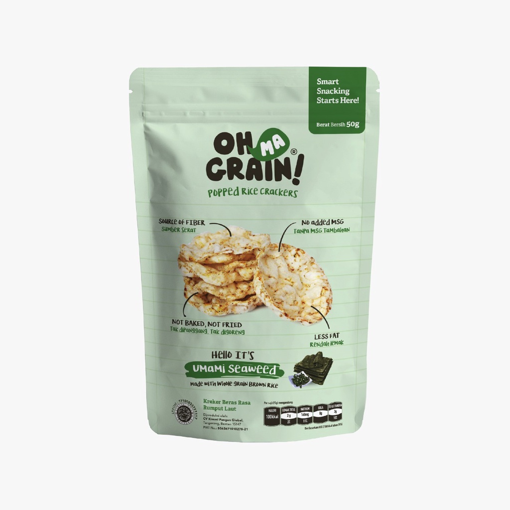 Oh Ma Grain, Organic Brown Rice Cakes Seaweed 45 gr