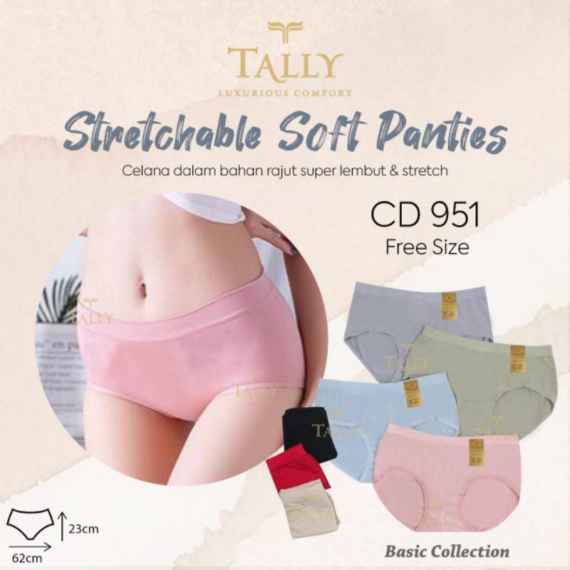 TALLY CD CELANA DALAM 951 | FIT XL | BAHAN RAJUT SUPER LEMBUT | FREE SIZE | STRETCHABLE SOFT PANTIES