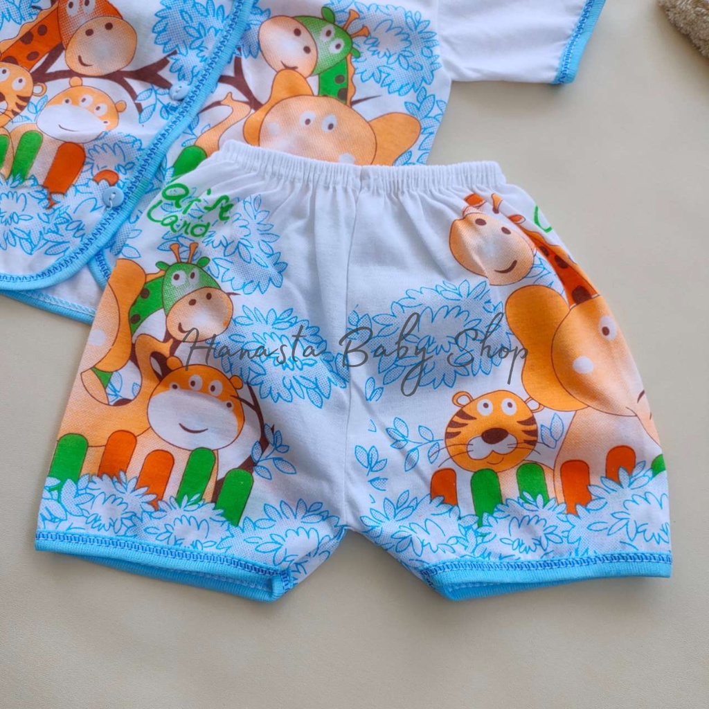 Baju Bayi Setelan Lengan Pendek Baru Lahir Motif Boneka Lokal