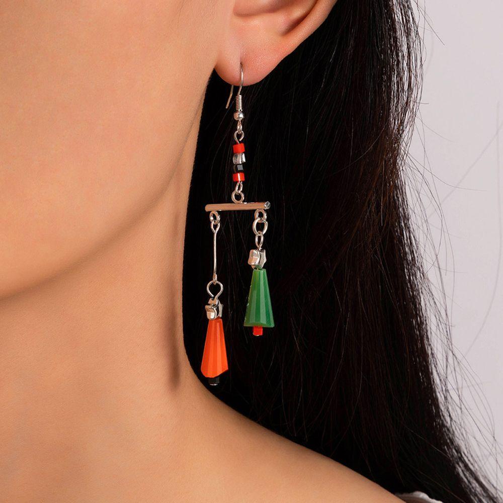 NEEDWAY Wanita Anting Perhiasan Fashion Eardrop Lonceng Pohon Natal Tanduk Rusa Zirkon Menjuntai Earrings