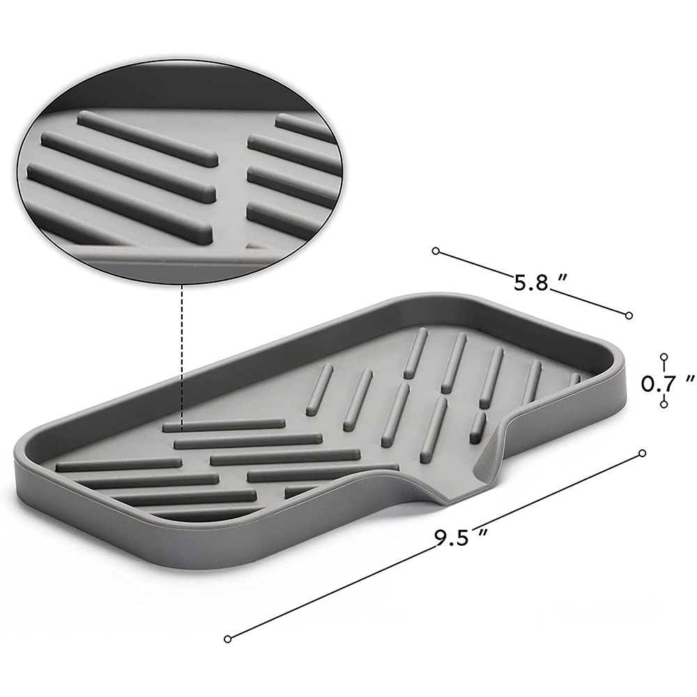 Silicone Kitchen Soap Tray, Sink Tray Drain Sponge Rack, Sink Storage Tray, Used for Sponge Soap Dispenser Scrubber